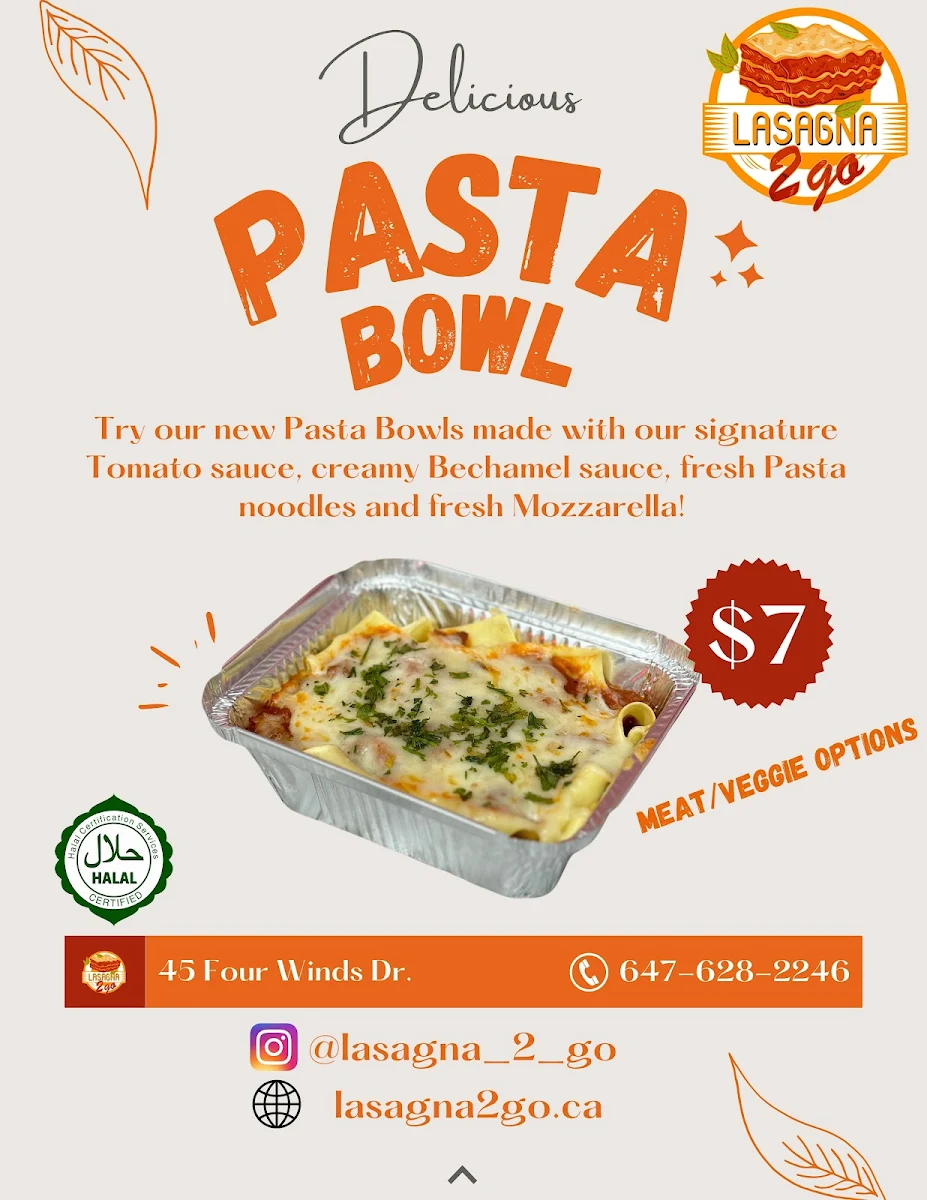 Menu, Lasagna 2 Go (North York)
