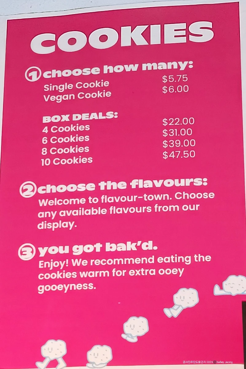 Menu, BAK'D Cookies Cafe