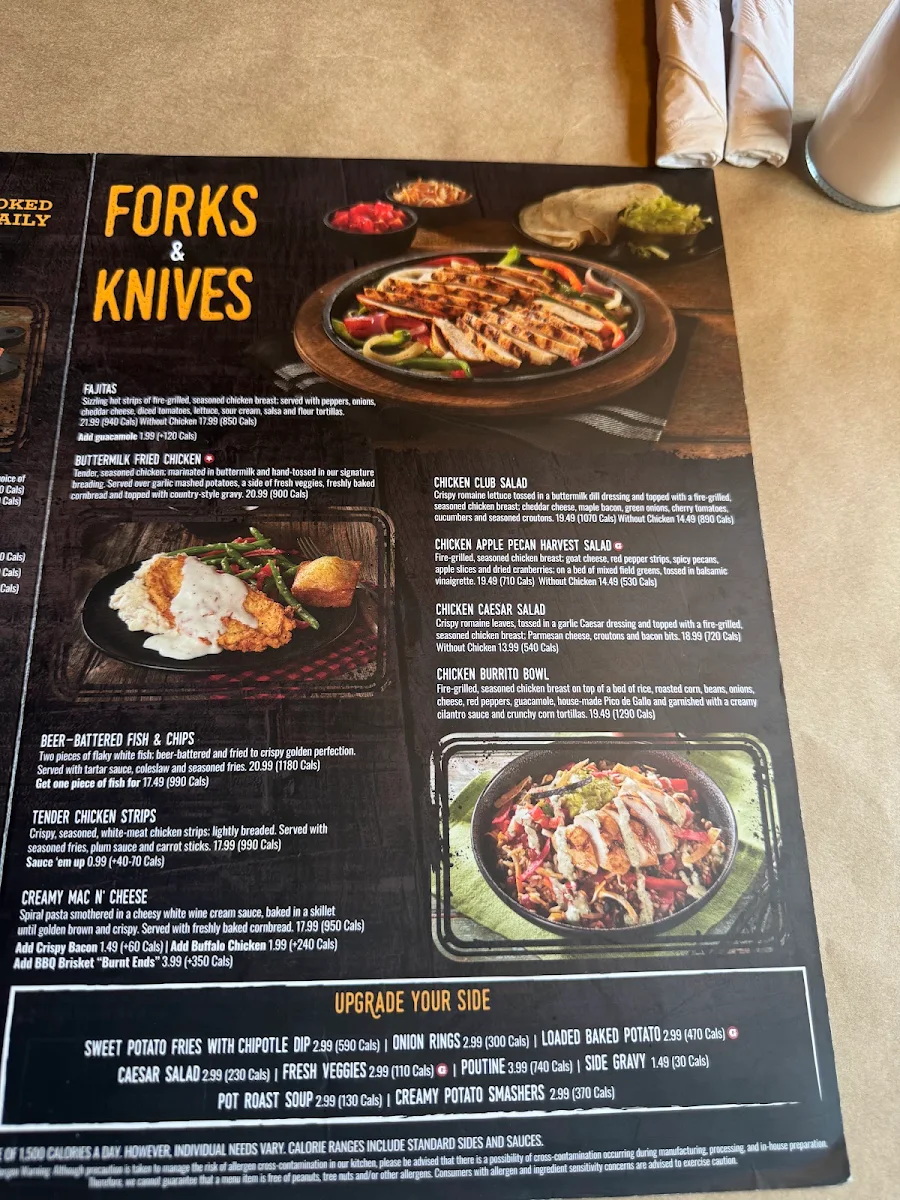 Menu, Montana’s BBQ & Bar