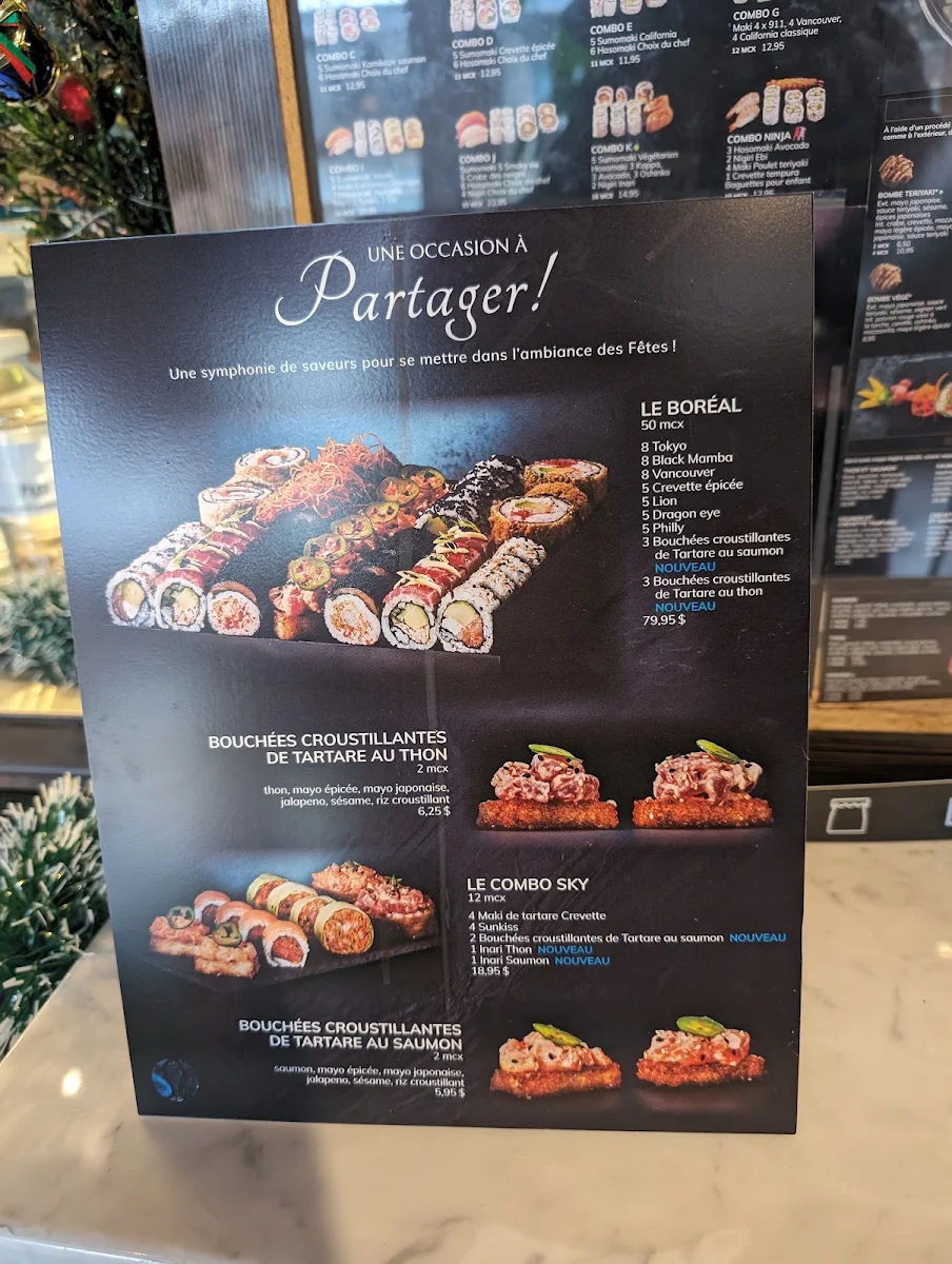 Menu, Sushi Shop Jean-Talon Est