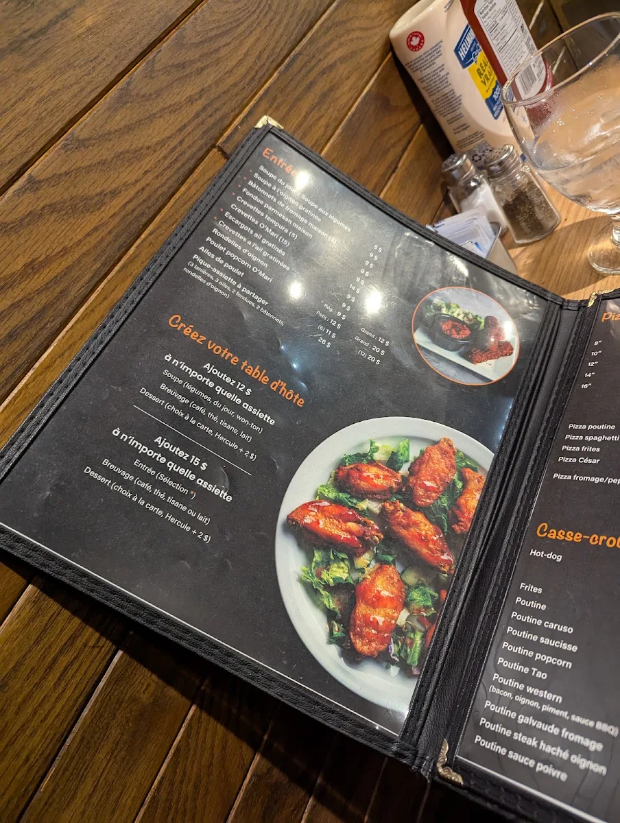 Menu, Restaurant Le Nocturne Enr