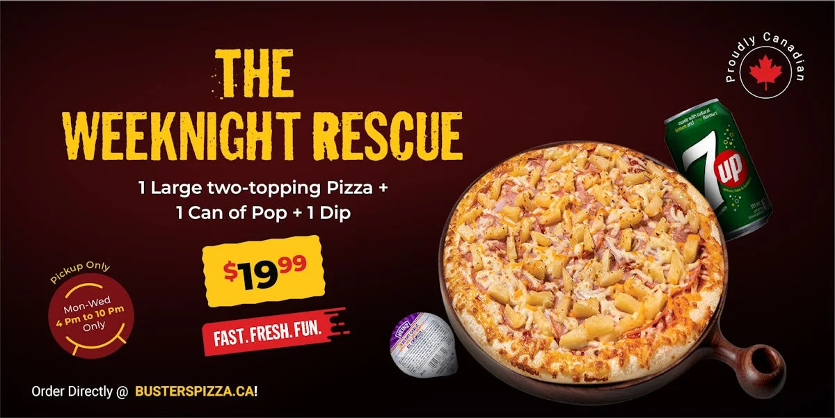 Menu, Buster's Pizza & Donair