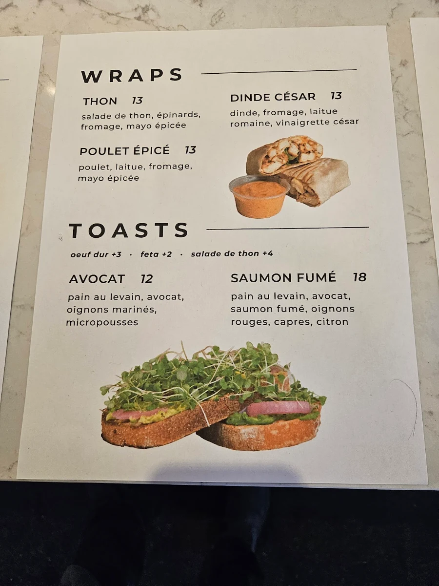Menu, Pigeon Café