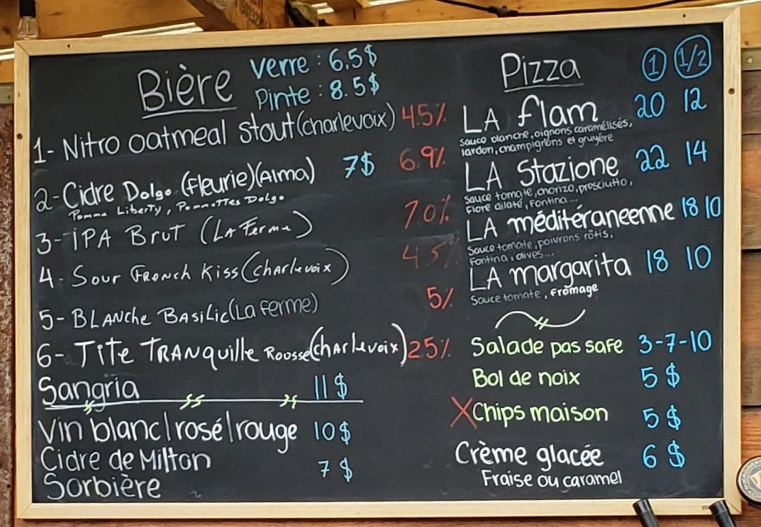 Menu, LA Station Eastman - Café de village