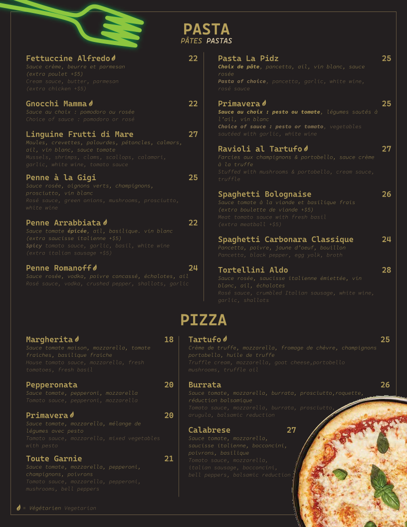 Menu, LA PIDZ