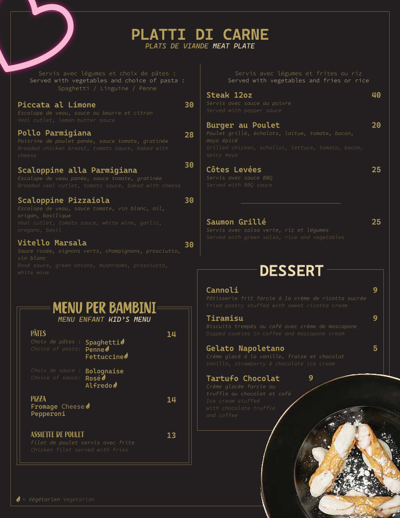 Menu, LA PIDZ