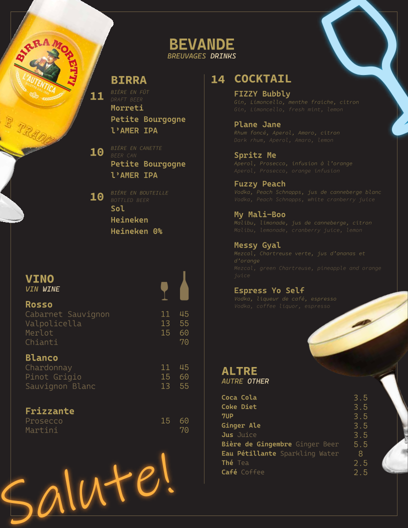 Menu, LA PIDZ