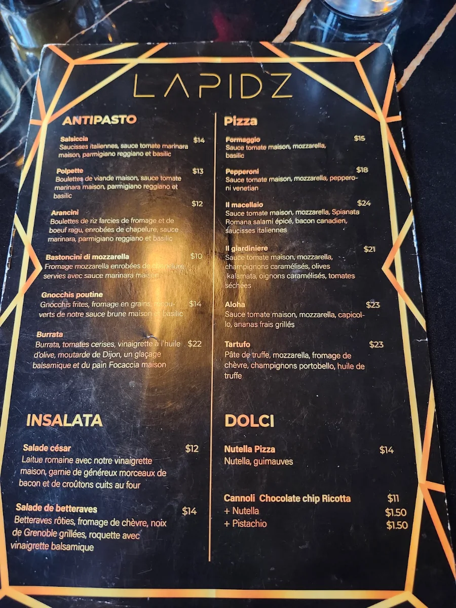 Menu, LA PIDZ
