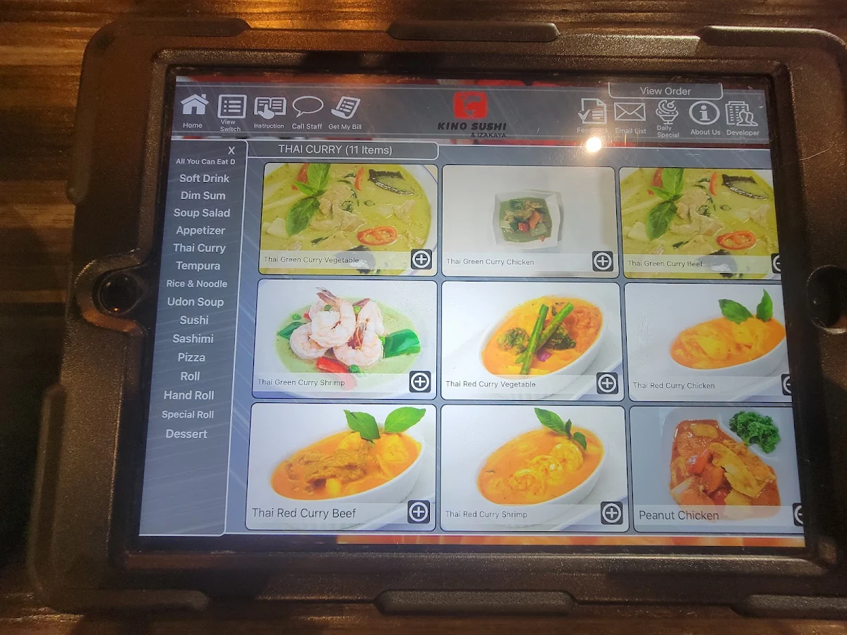 Menu, Kino sushi Japanese restaurant