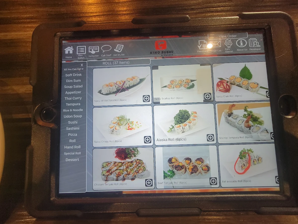 Menu, Kino sushi Japanese restaurant