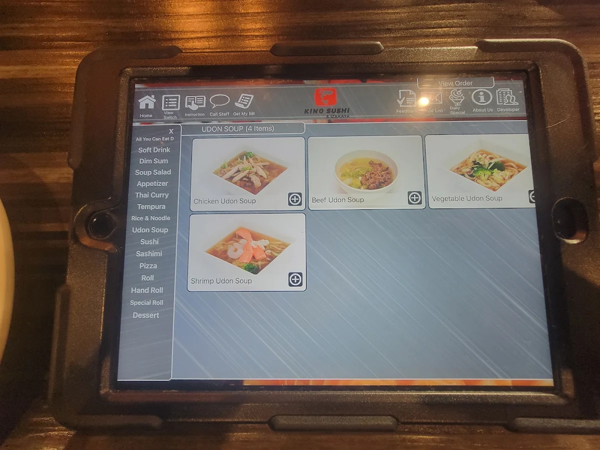 Menu, Kino sushi Japanese restaurant