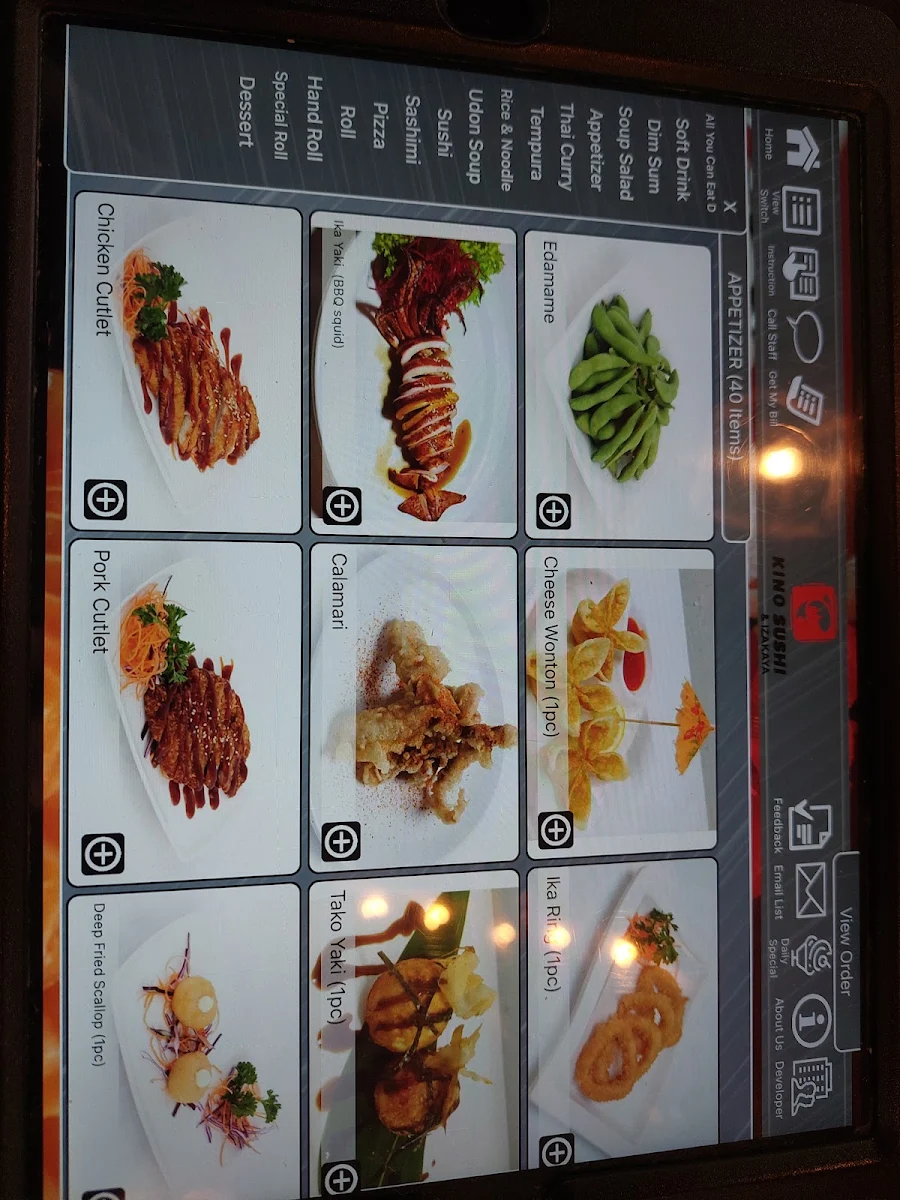 Menu, Kino sushi Japanese restaurant
