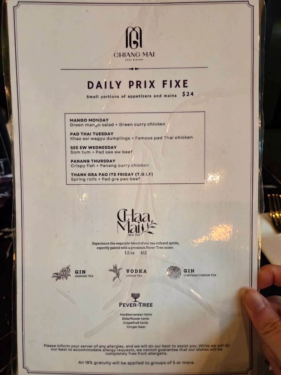 Menu, Chiang Mai Liberty