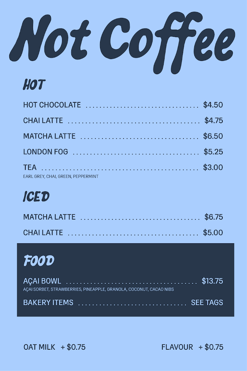 Menu, Honeysuckle Coffee
