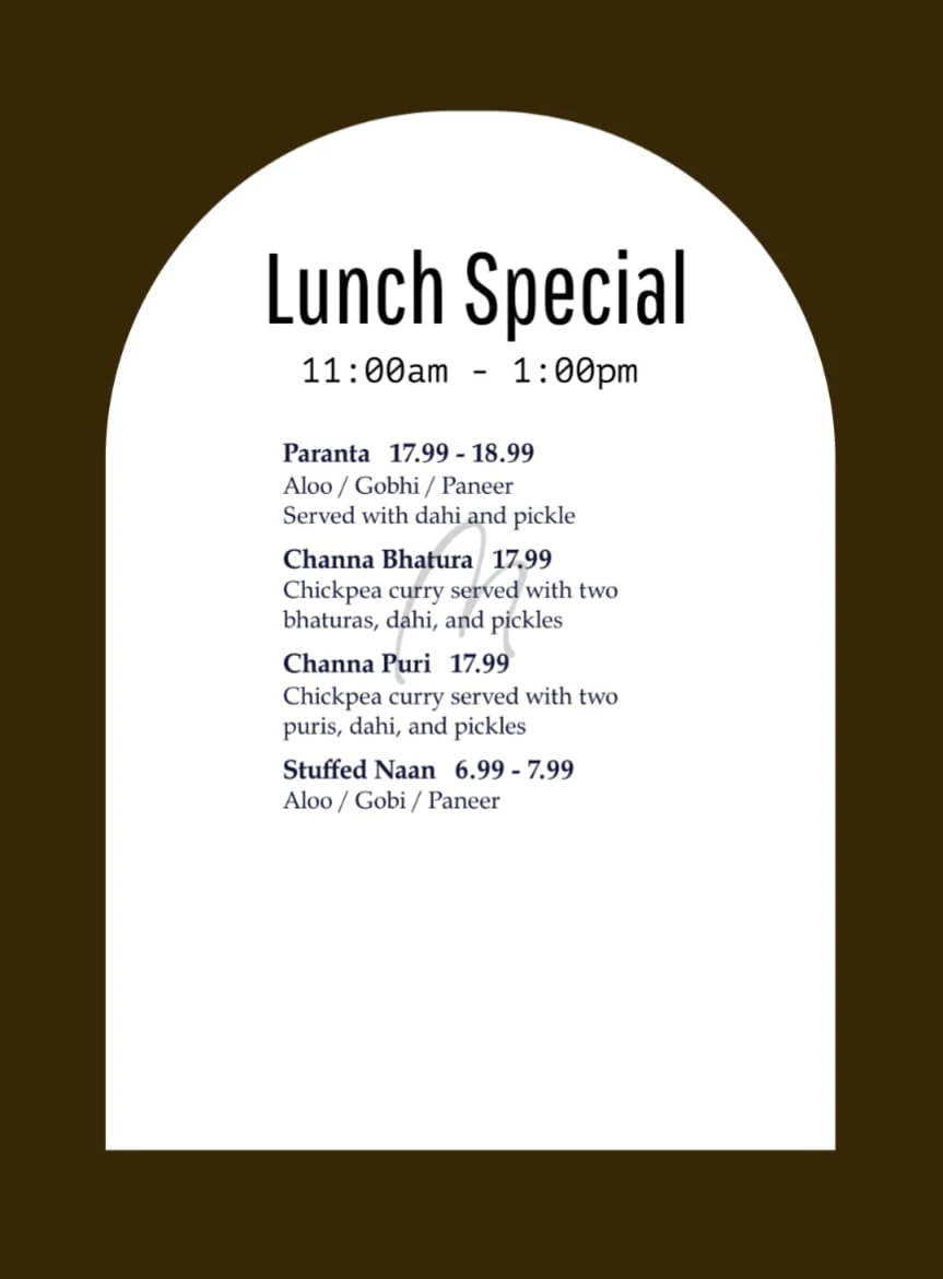 Menu, Mavara Indian Bistro