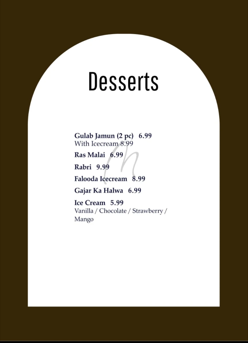 Menu, Mavara Indian Bistro