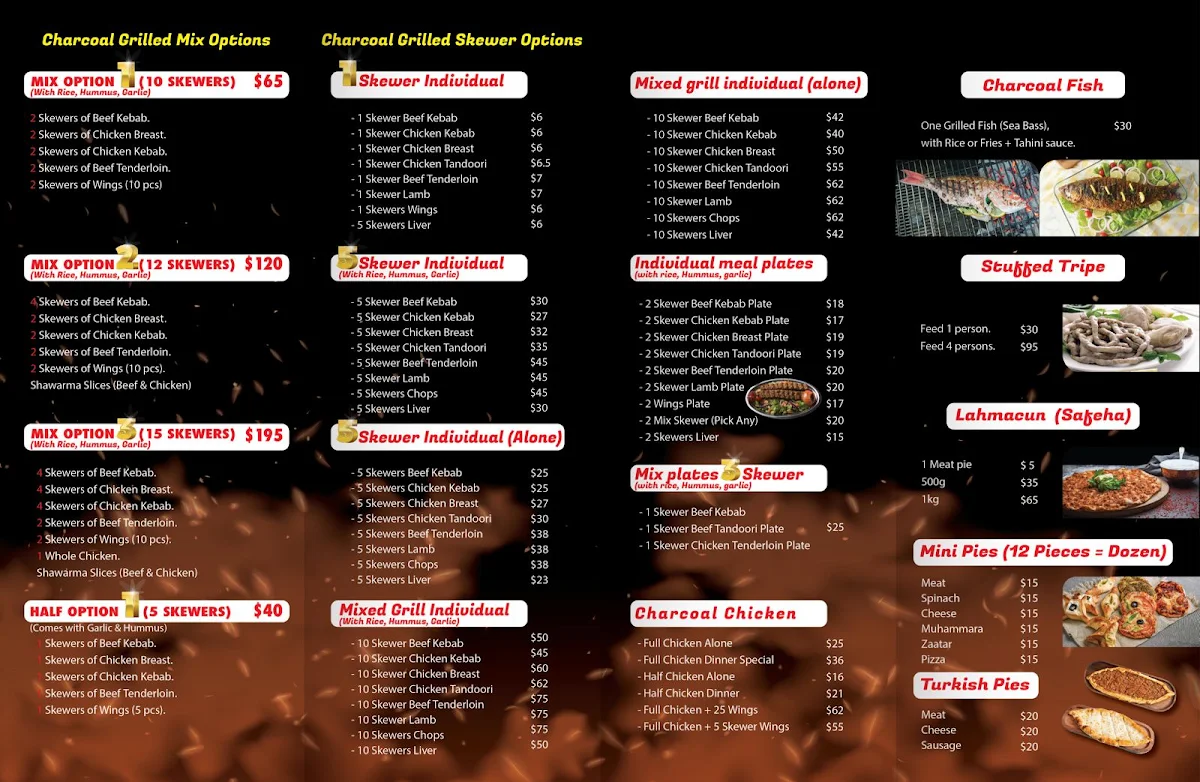 Menu, Abu Ahmad Kebab Charcoal