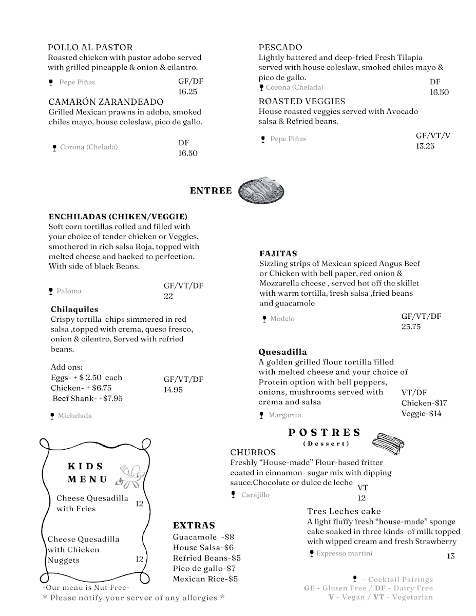 Menu, Reina De Mexico