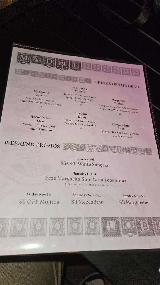 Menu, Reina De Mexico