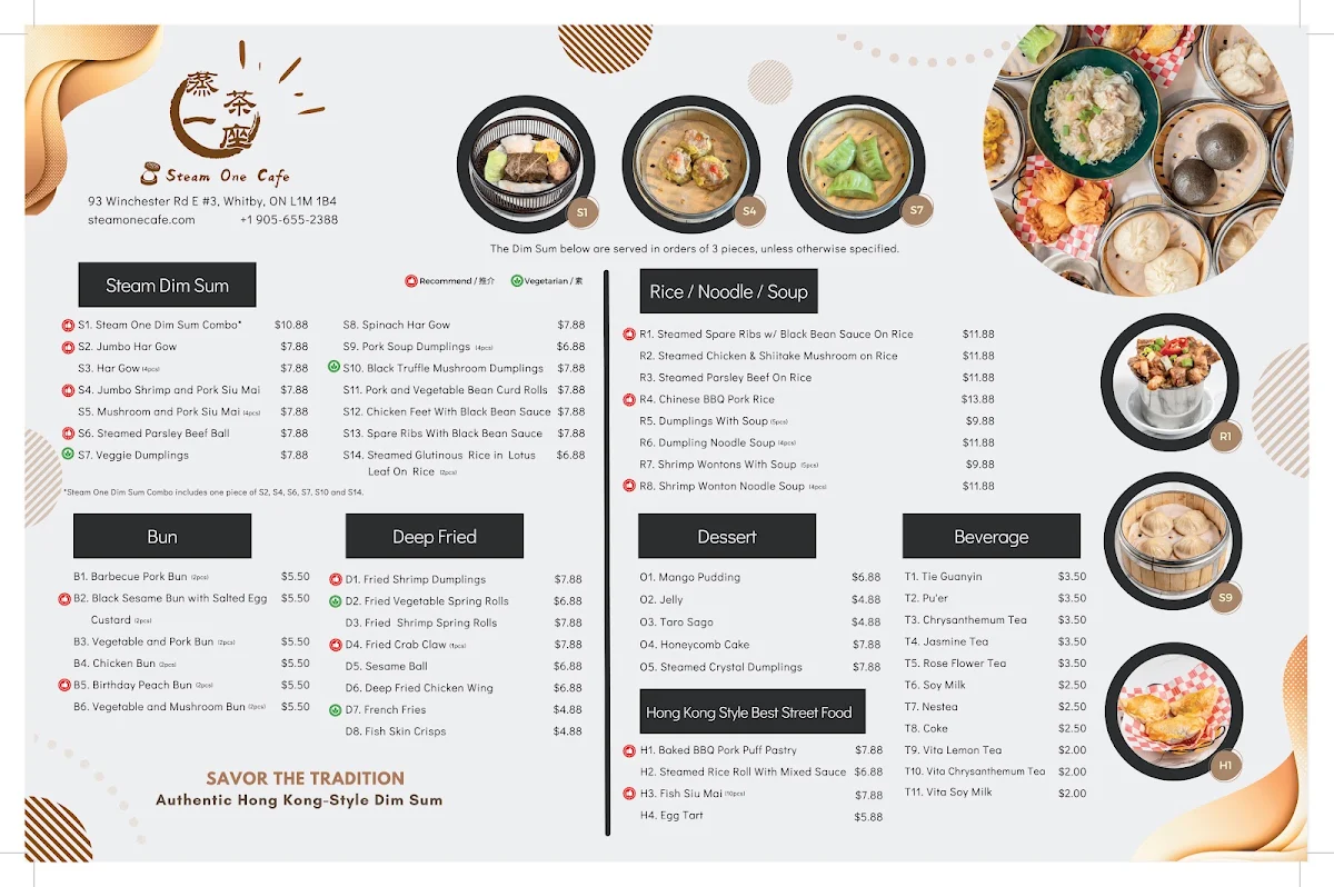 Menu, Steam One Cafe