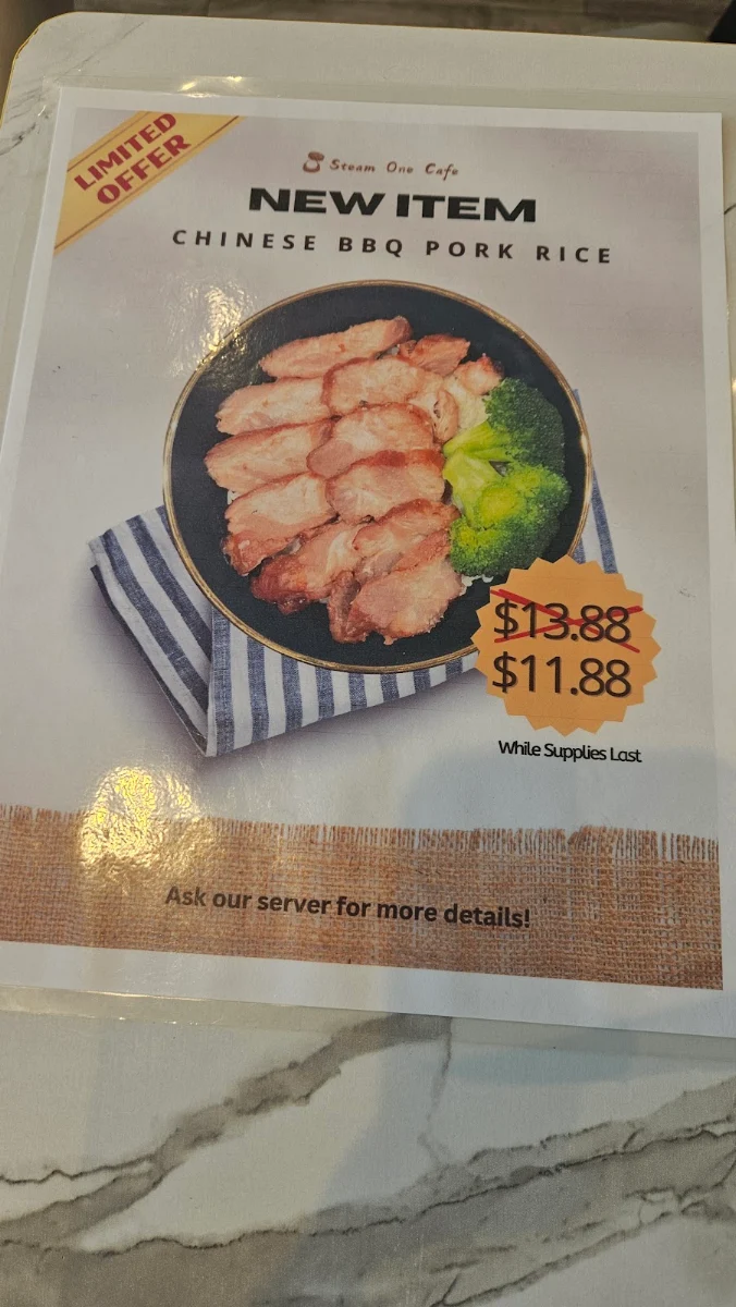 Menu, Steam One Cafe