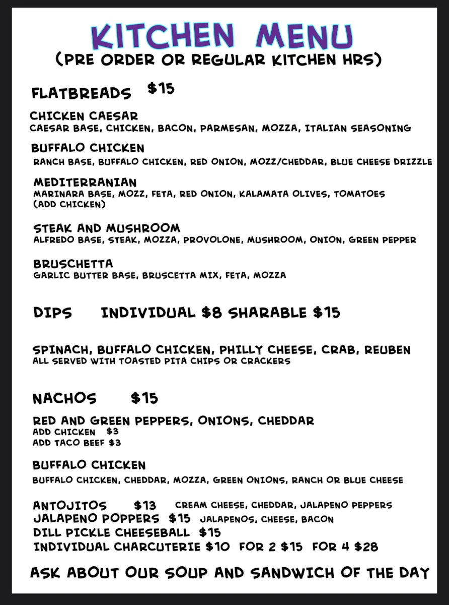 Menu, Smash N Axes Emporium Inc.