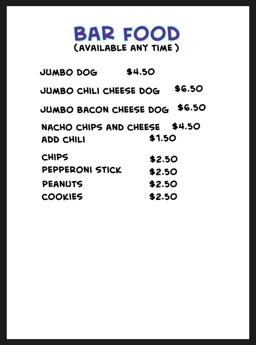 Menu, Smash N Axes Emporium Inc.