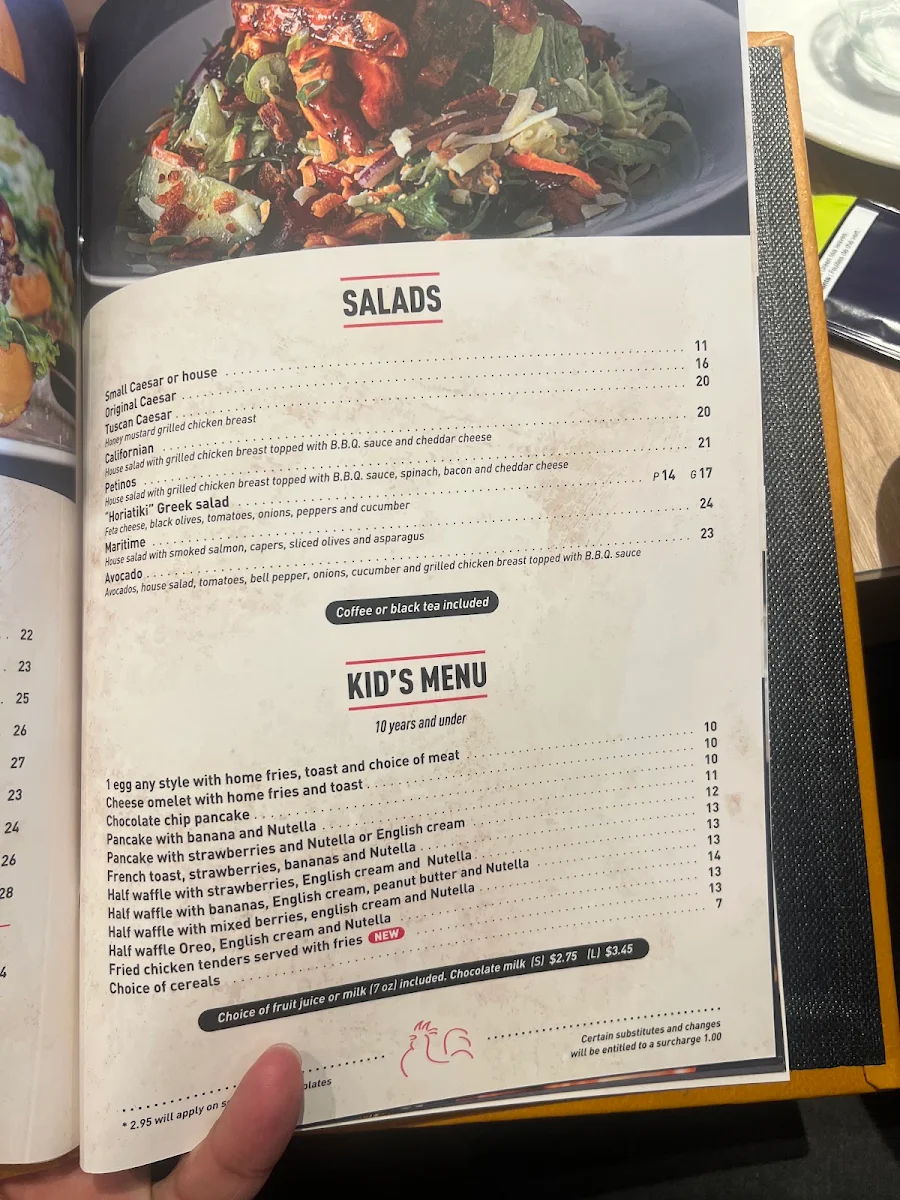 Menu, Petinos Saint-Jean-sur-Richelieu