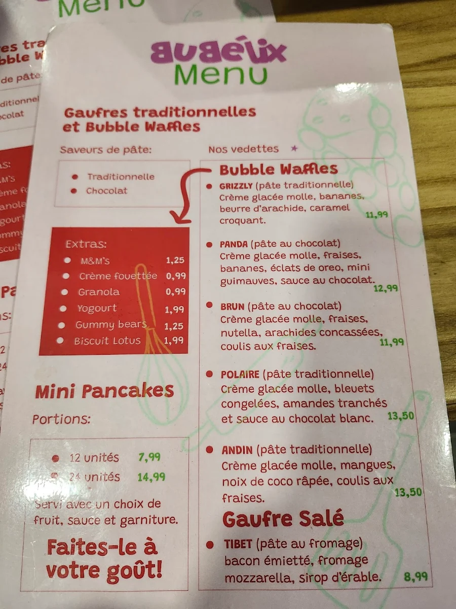 Menu, Bubélix