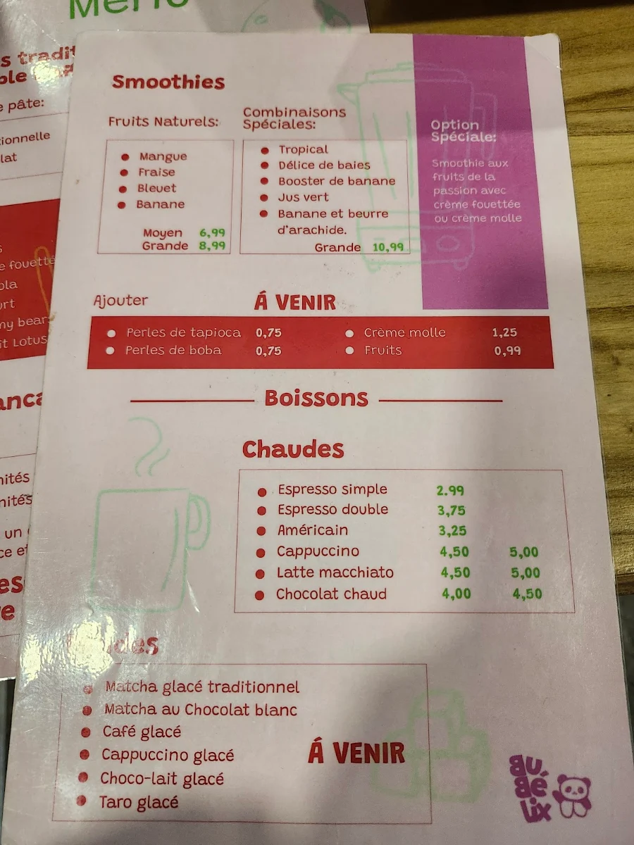 Menu, Bubélix