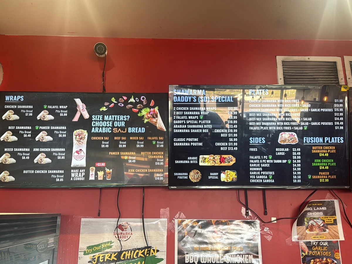 Menu, Shawarma Daddy & Charcoal BBQ