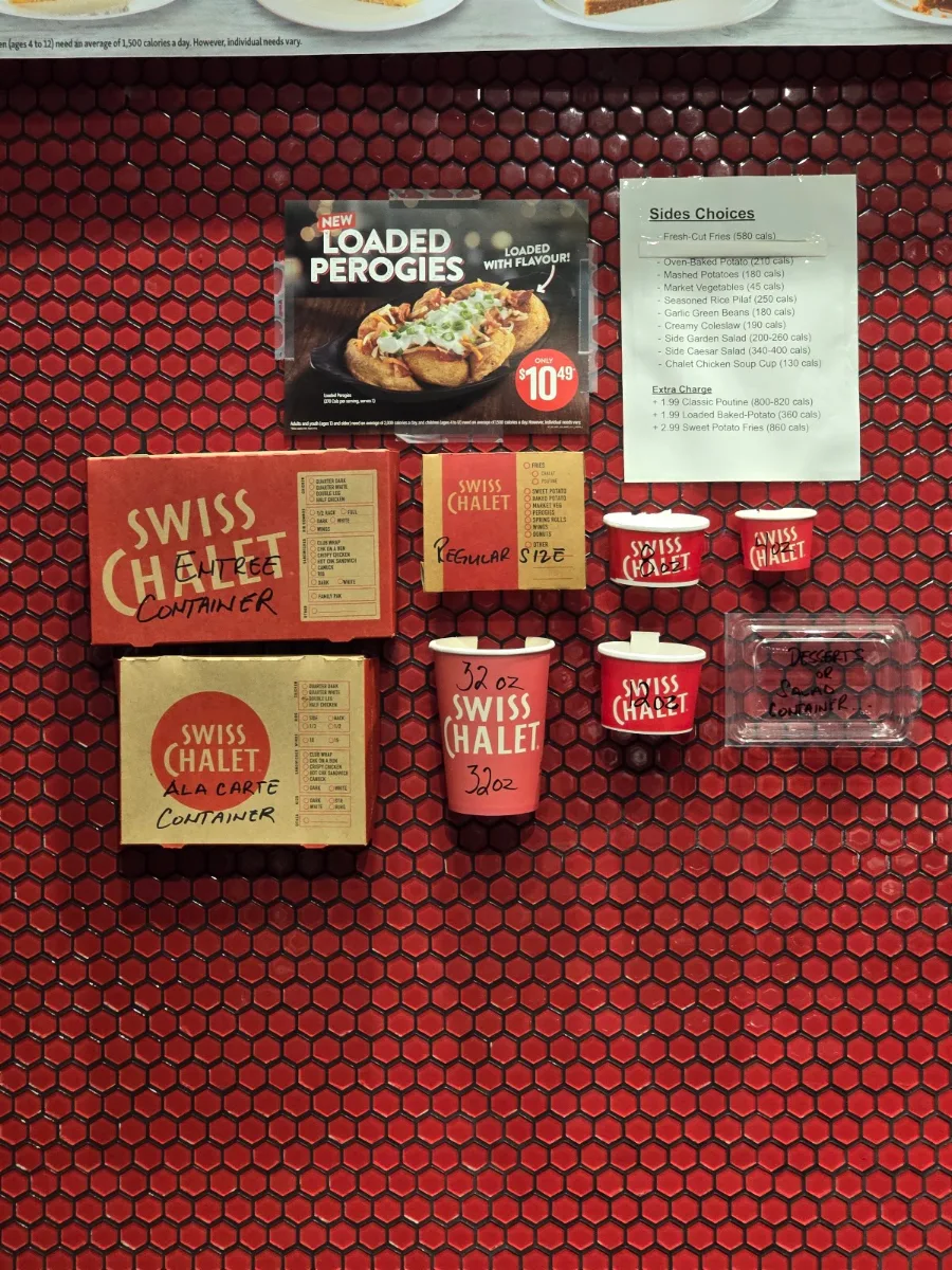 Menu, Swiss Chalet