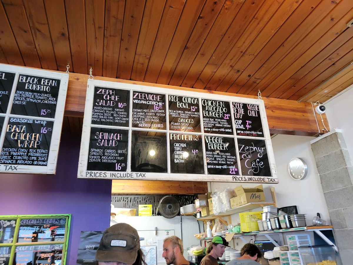 Menu, Zephyr Café at The BAG