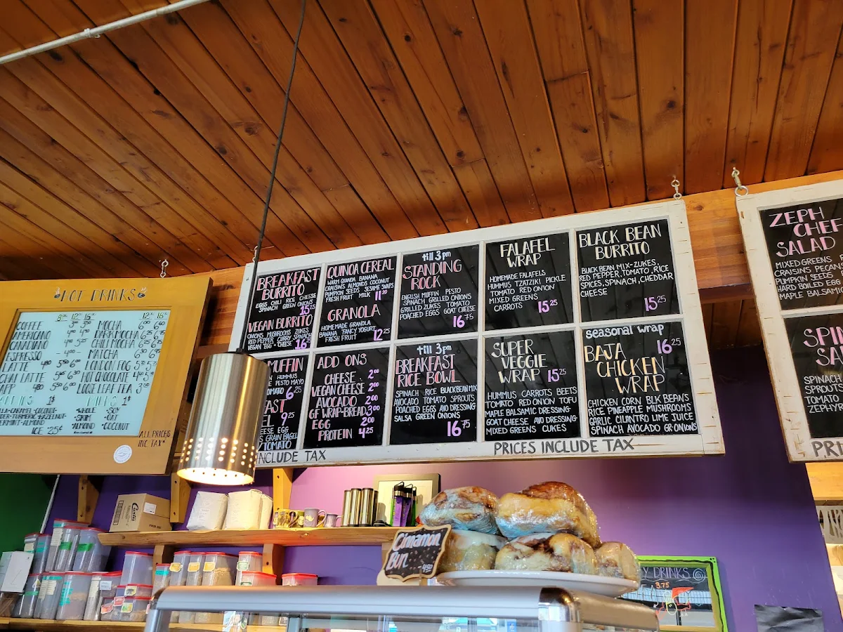 Menu, Zephyr Café at The BAG