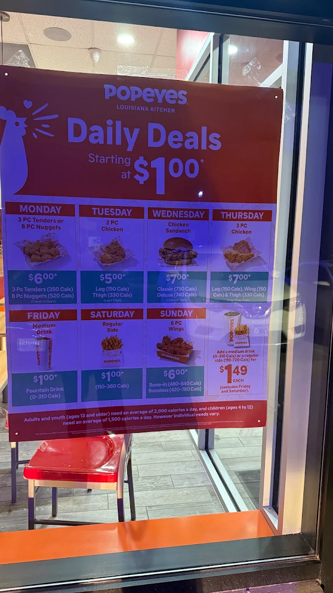 Menu, Popeyes Louisiana Kitchen