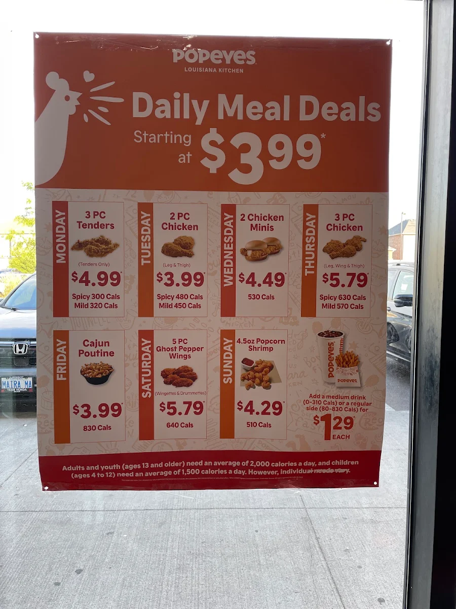 Menu, Popeyes Louisiana Kitchen