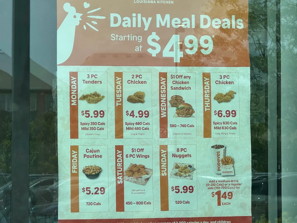Menu, Popeyes Louisiana Kitchen