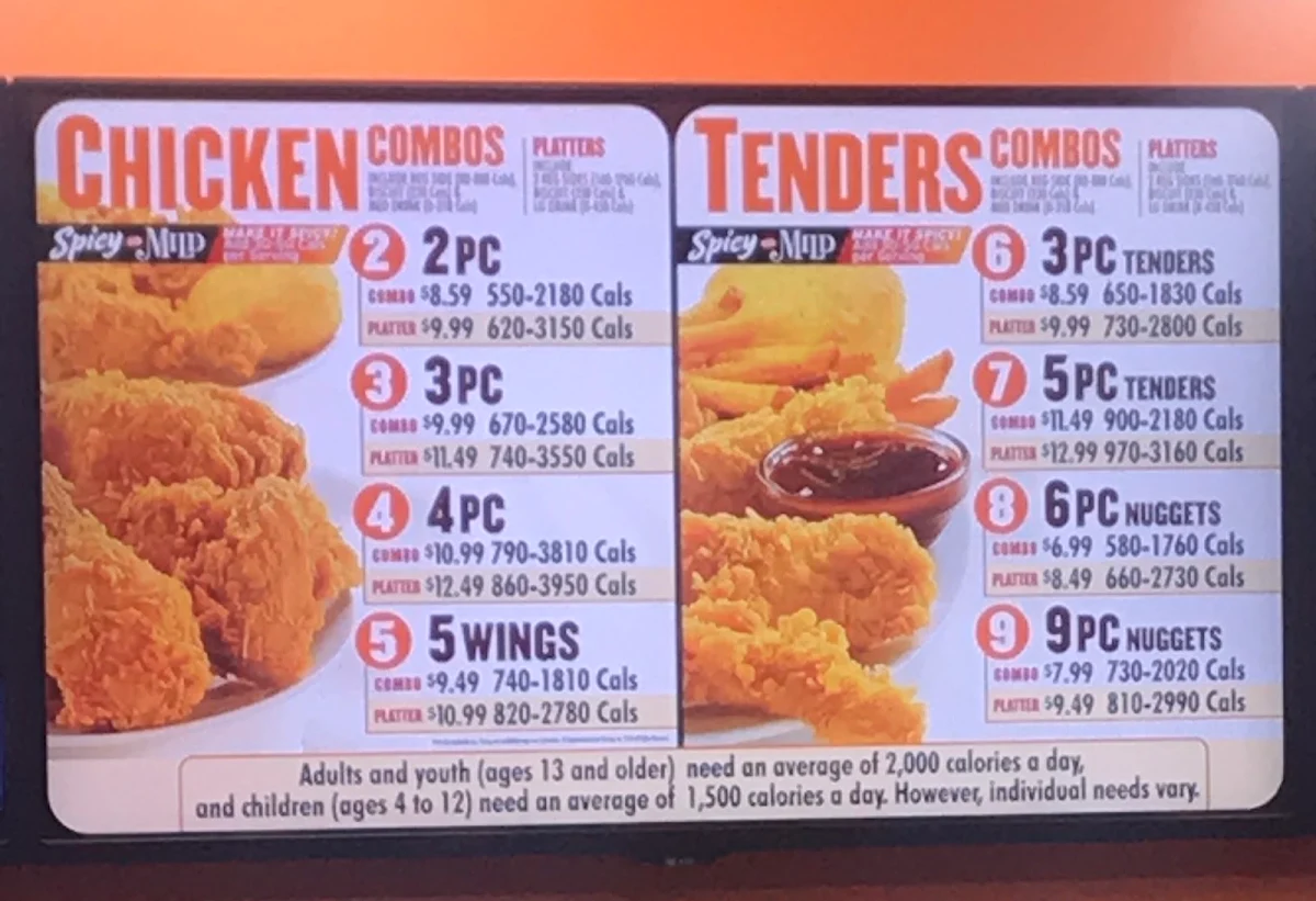 Menu, Popeyes Louisiana Kitchen