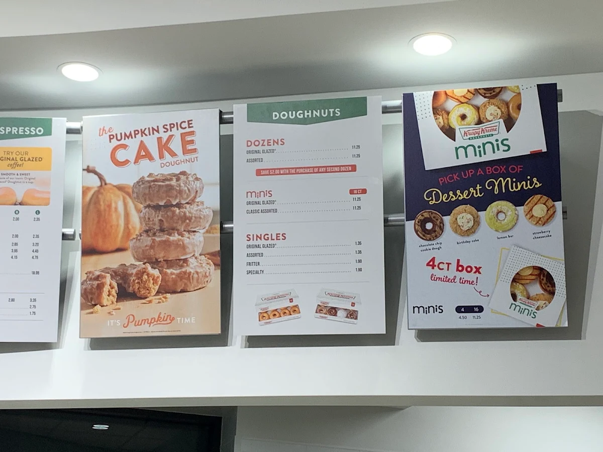 Menu, Krispy Kreme Doughnuts