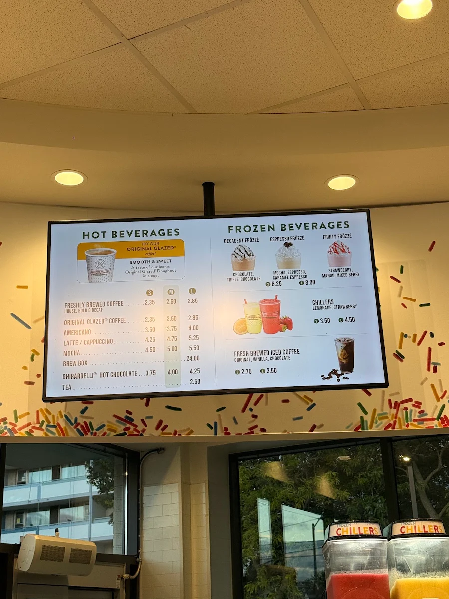 Menu, Krispy Kreme Doughnuts