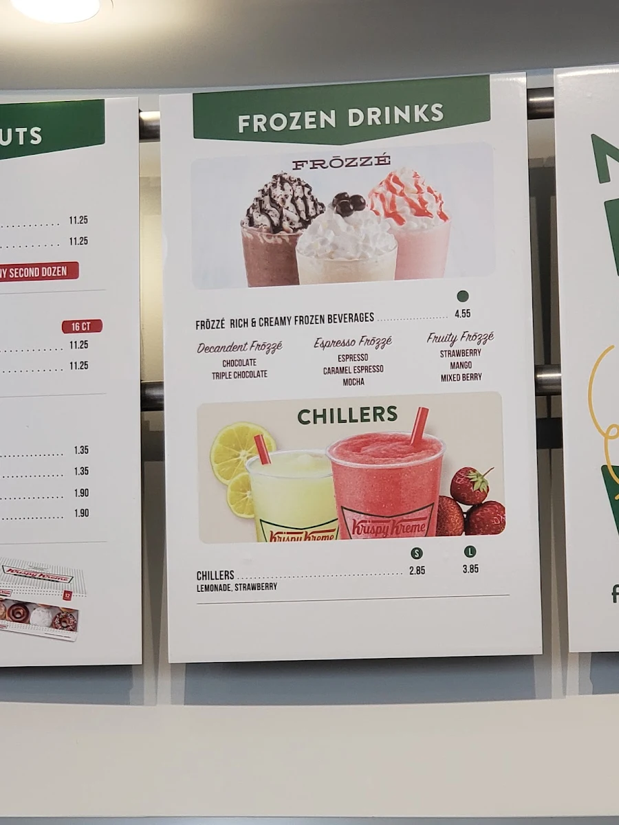 Menu, Krispy Kreme Doughnuts
