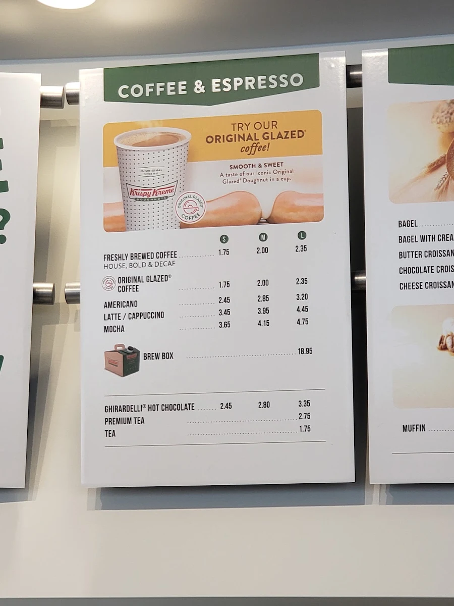 Menu, Krispy Kreme Doughnuts