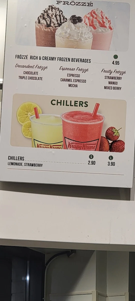 Menu, Krispy Kreme Doughnuts