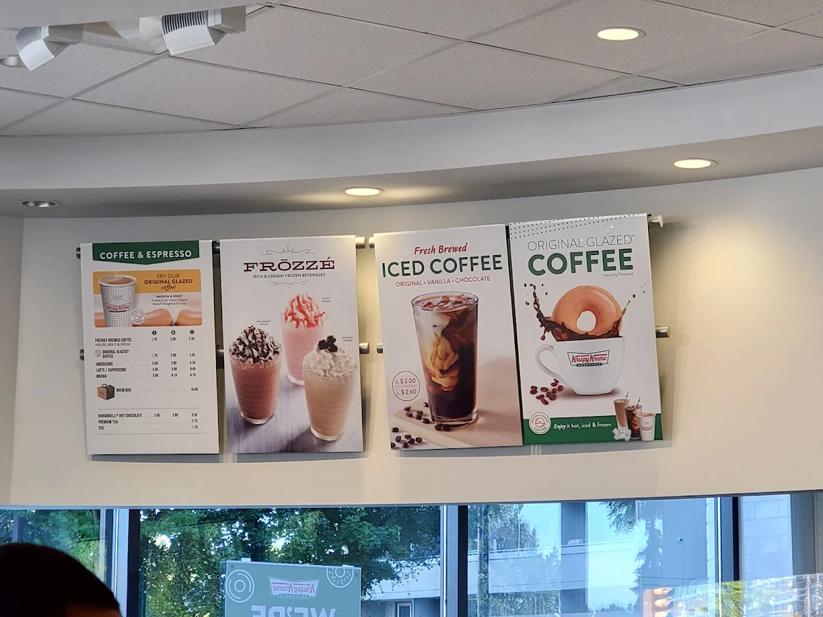 Menu, Krispy Kreme Doughnuts