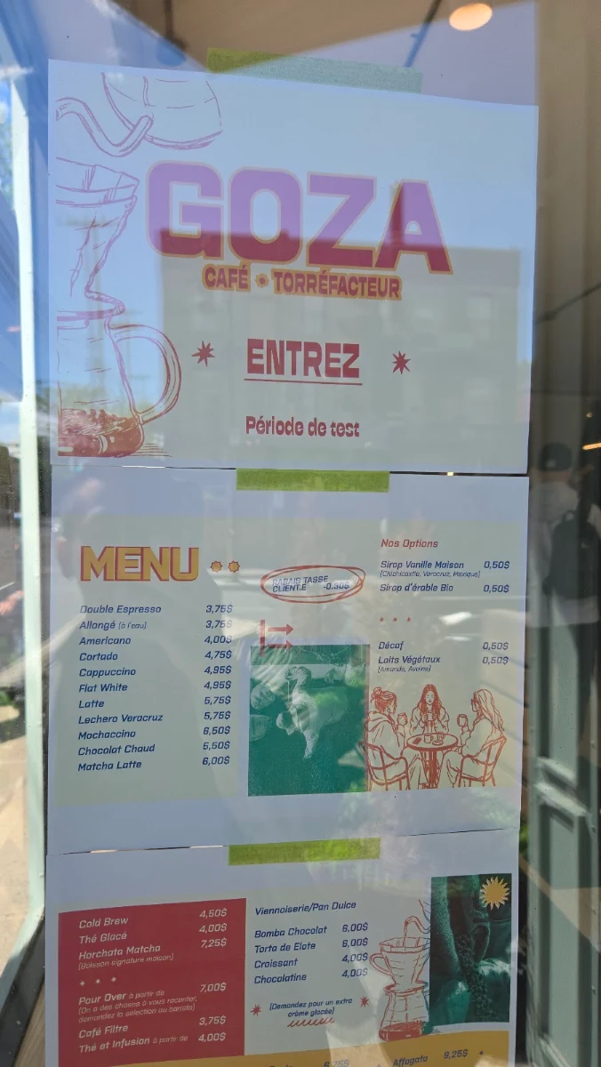 Menu, Goza Café