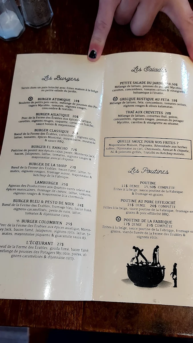 Menu, La Fabrique - Brasserie Artisanale / Microbrasserie