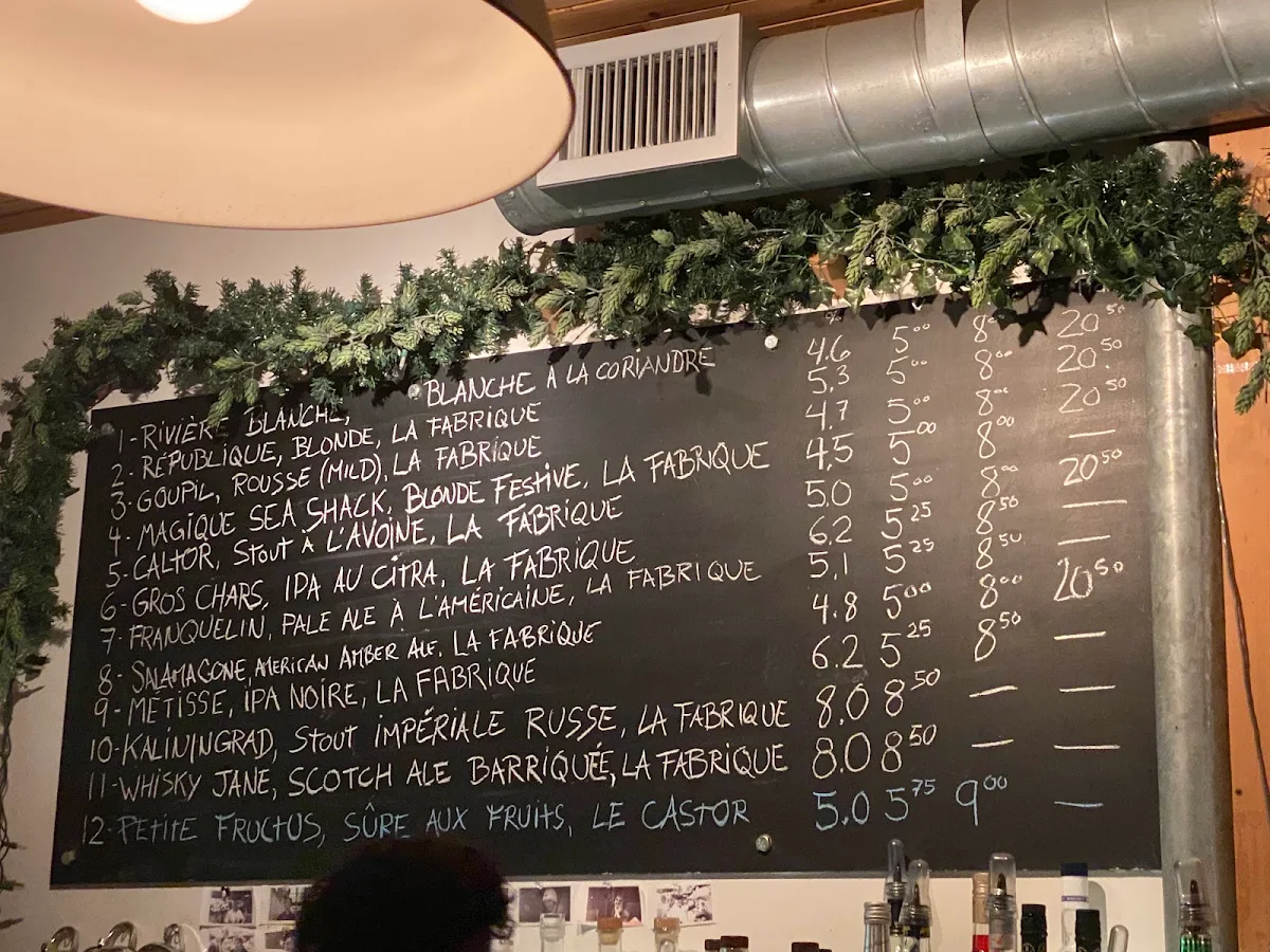 Menu, La Fabrique - Brasserie Artisanale / Microbrasserie