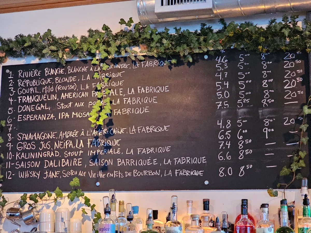 Menu, La Fabrique - Brasserie Artisanale / Microbrasserie