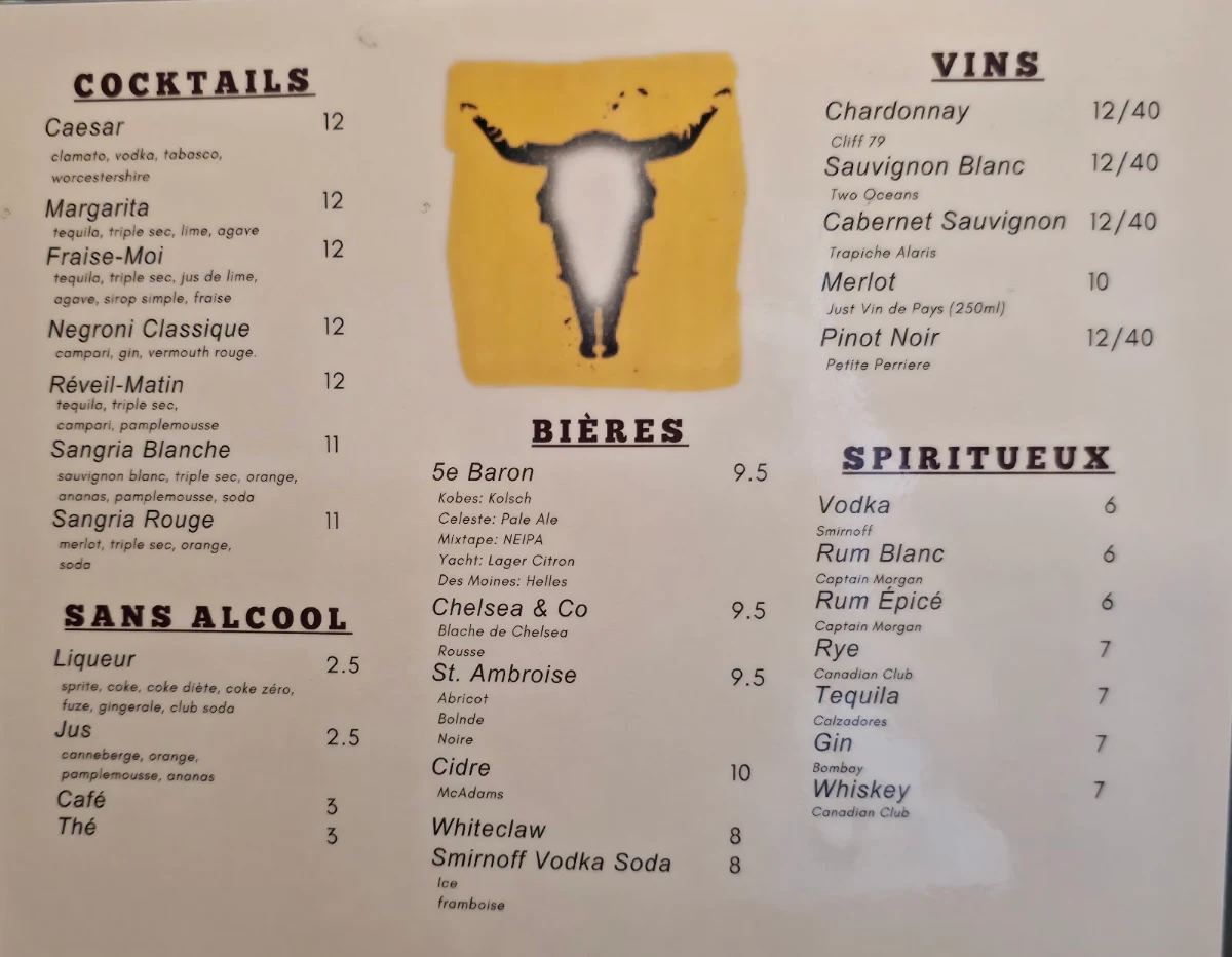 Menu, The Smoque Shack (Fumoir SmoQue Shack)