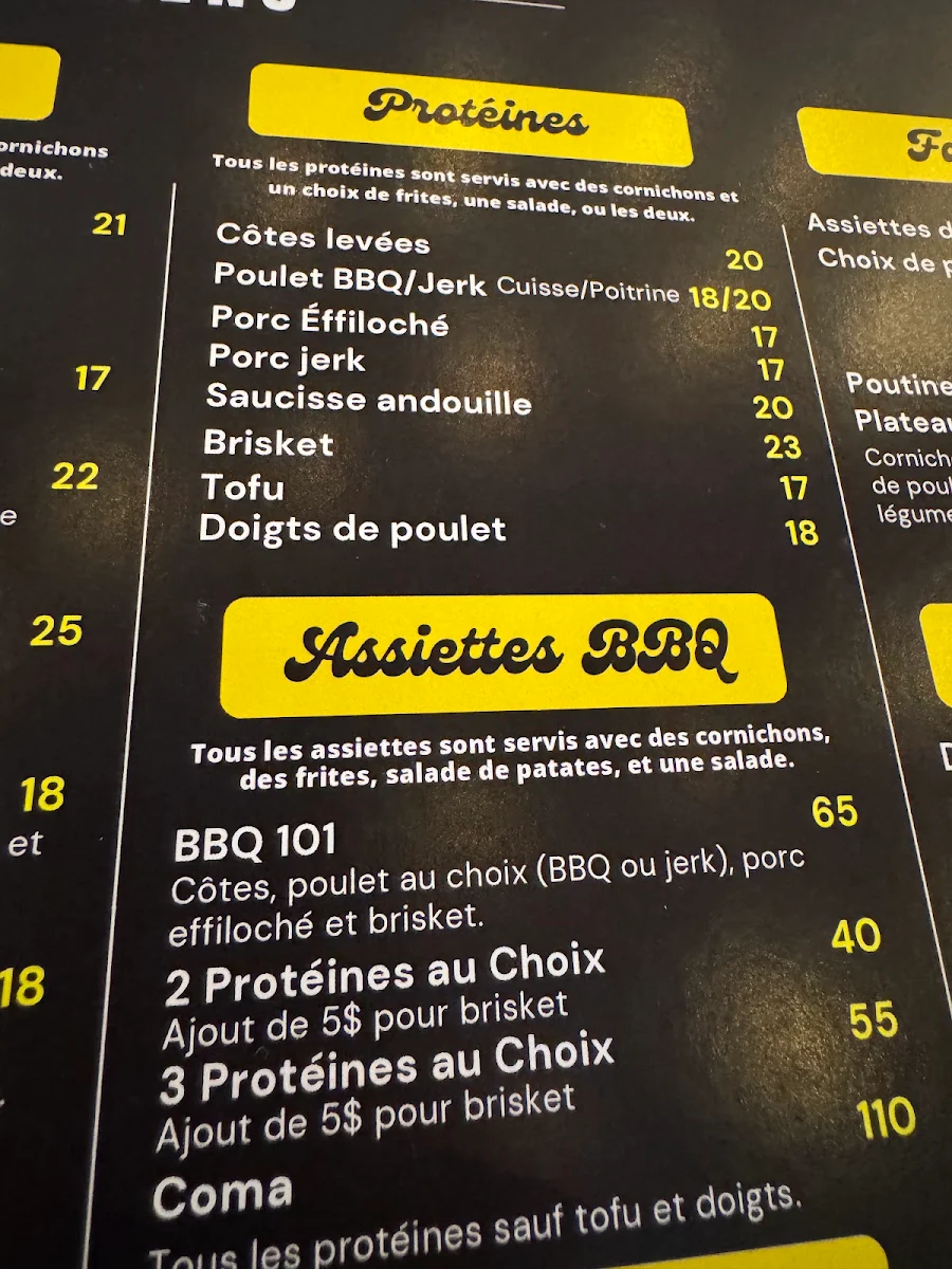 Menu, The Smoque Shack (Fumoir SmoQue Shack)